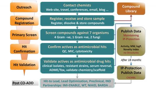 Workflow of CO-ADD antimicrobial screening.
